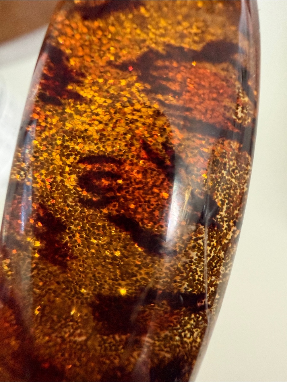 Vintage lucite acrylic bangle bracelet Brown Gold leopard print & glitter 80’s - Picture 14 of 16